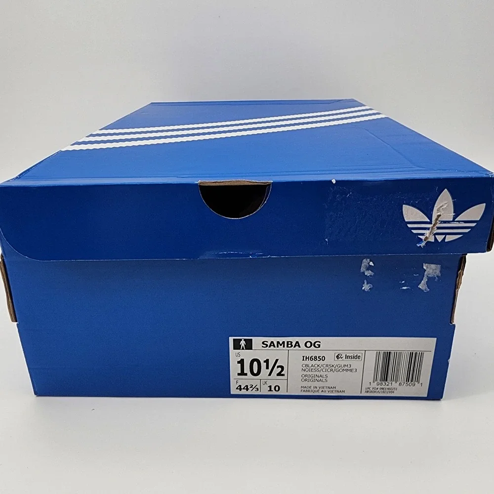 Adidas Samba OG Mens 10.5 Black Blue Gum IH6850 NWB Retro Soccer Shoes